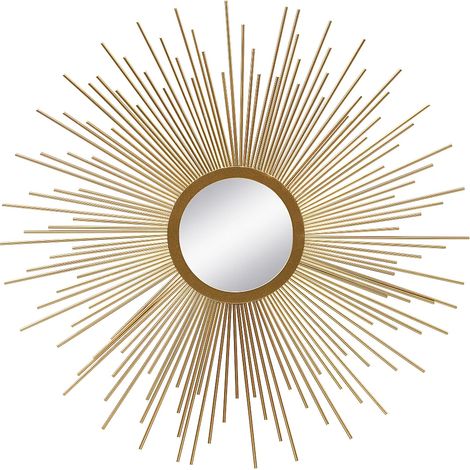 Miroir mural soleil en métal  - D. 70 cm - Doré -  LEVANZO (1/5)