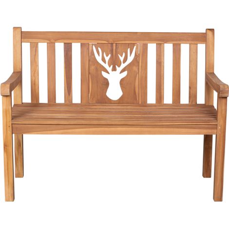 deVries Gartenbank ""WOODIE"" Hirsch aus Teakholz Sitzbank Garten 120 x 60 x 89 cm (1/2)