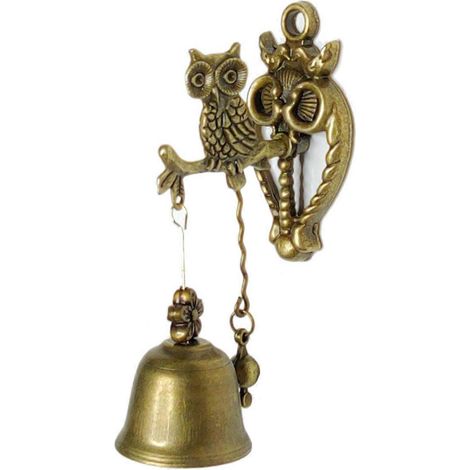 Türklingeln in Tierform, Glocken aus Metall und Eisen, eulenförmiges Wandwindspiel (1/5)