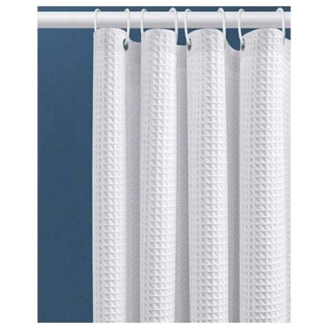 Pair 80 x 180 cm (blanc), rideau de douche gaufré avec anneaux métalliques, rideau de douche de salle de bain, tissu anti-moisissure, rideau de salle de bain robuste pour baignoire, cabine de douche, (1/4)
