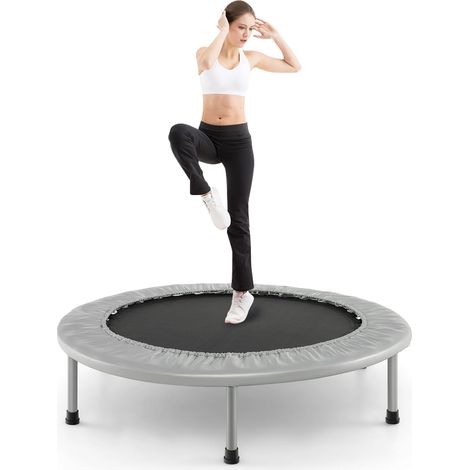 GOPLUS Mini Trampoline Fitness Pliable, Trampoline de Sport Silencieux pour Intérieur et Extérieur avec Tapis de Sécurité, Charge Max 150KG, pour Adultes et Enfants (1/5)