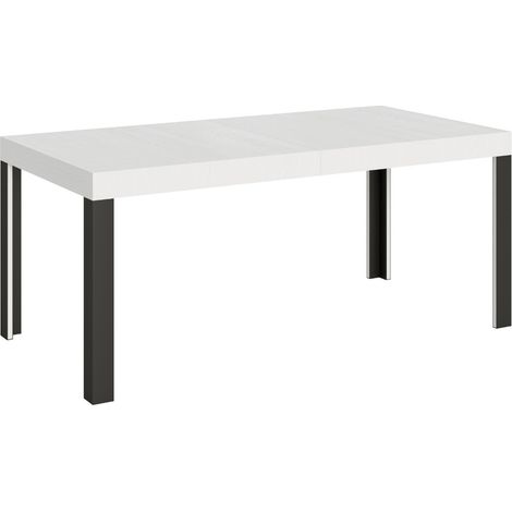 Table extensible bois pieds bois et acier anthracite Liva 180 à 284 cm 4 pieds-Blanc-4 pieds-180 à 284 cm (1/5)