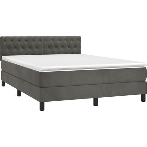 vidaXL Sommier à lattes de lit et matelas Gris foncé 140x190cm Velours