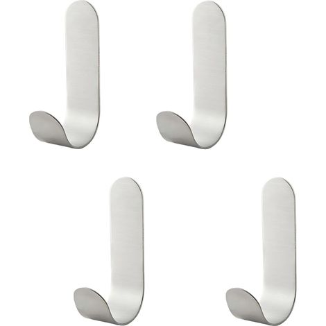 4 Pièces Crochet Adhésif en Acier Inoxydable,Crochets Auto-adhésif Crochet,pour Serviette,Clés,Maison,Cuisine, Salle de Bain,Anti-Rouille et étanche