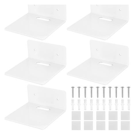 Pcs Small Wall Shelves, Hanging Wall Shelves, Acrylic Floating Shelves, Shelves for Bathroom, Bedroom, Kitchen, Office, White (1/5)