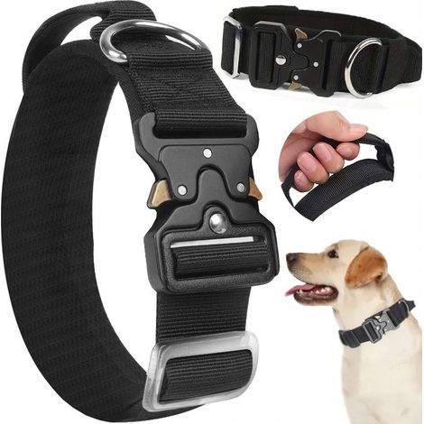 MEGA STARKES, ROBUSTES TAKTISCHES HALSBAND FÜR GROSSE HUNDE MIT METALLSCHNALLE 45-65 XL