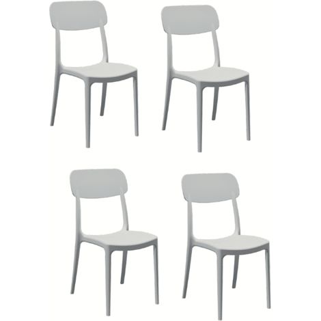 KIT 4 SEDIE POLIPROPILENE CUCINA BAR RISTORANTE SEDIA INTERNO ESTERNO BIANCO CLP