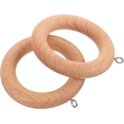 2 anneaux de rideaux en bois pour usage domestique, anneaux de suspension pour tringle à rideaux avec crochets (1/5)