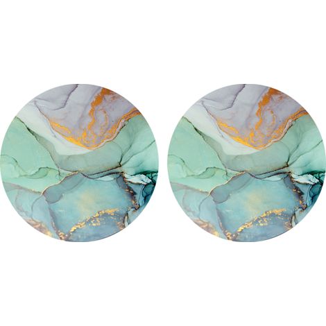 Sous-Verre Pour Porte-Gobelet - Pierre Céramique - Base En Liège Anti-Rayure - Marbre Foncé - Lot De 2 (1/5)