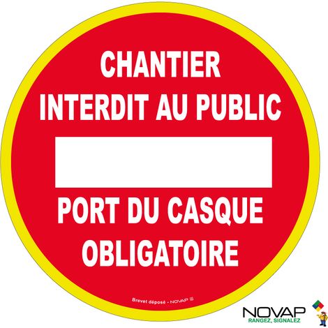 Panneau Chantier interdit au public - Port du casque obligatoire - haute visibilité - Ø 80mm - 4091471