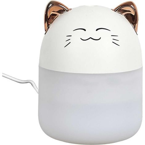 Katzen-Diffusor, Kawaii-Design, mehrfarbige LED-Beleuchtung, Wasserbehälter, für Zuhause (1/5)