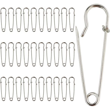 Lot de 30 épingles à nourrice robustes pour vêtements, 50 mm, avec verrou de sécurité pour bijoux, travaux manuels, kilt, usage domestique, 30 mini épingles (28 mm) (1/5)