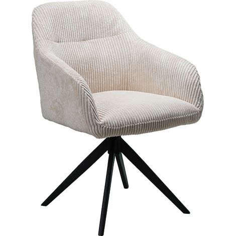 Chaise pivotante velours côtelé beige Thélyo - Beige