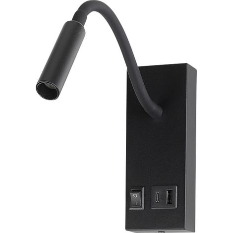 V-TAC VT-88064 241516 Wand-Nachttischlampe  EEK: G (A - G) 3 W  Schwarz
