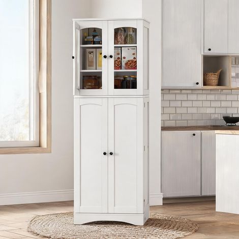 Buffet blanc en panneau de particules MDF 60 x 40 x 162 cm (1/5)