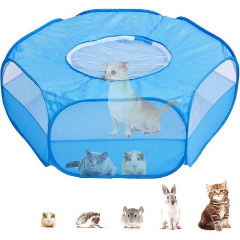 Cage étanche pour petits animaux, spacieuse et légère pour lapins, chatons, hamsters et chinchillas, enclos extérieur portable et interactif (1/4)