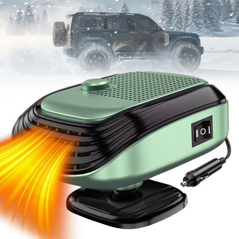 Chauffage de Voiture 12/24V 150W, Chauffage D'appoint Chauffage et Refroidissement, Ventilateur Base Rotative à 360 degrés Chauffage Rapide du Pare Brise de Voiture Plug in Allume Cigare (Vert-12V) (1/5)