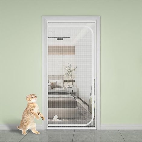 Verstärkte Katzenklappe (80 cm x 200 cm), verhindert das Entlaufen von Hunden und Katzen, weiß (1/4)