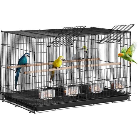 Pour Voyage et Bureau Habitat Sécurisé Facile à Nettoyer Cage à Oiseaux Métal avec Séparateur et Perchoirs Noir (1/5)