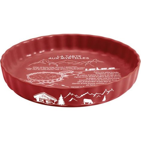 Table et Cook Plat à tarte grès cérame rouge 28 cm