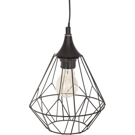 Lámpara de techo de suspensión metálico negro D19 H27 (1/3)