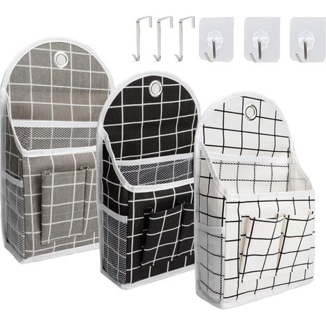 Wandmontierte Aufbewahrungstasche mit Fächern, faltbarer Wandorganizer mit Haken für Bad, Schlafzimmer, Küche, Wohnmobil, Aufbewahrung und Organisation, 3er-Set (1/4)