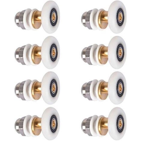 Roulette de Porte de Douche, Roulette Porte Coulissante Douche de Remplacement pour Rouleau kit ,Convient pour épaisseur de verre 4 - 6mm,8 Pièces,(27mm) (1/5)