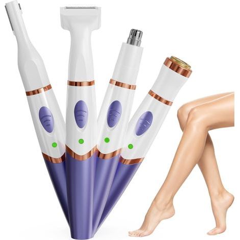 Rasoir Electrique Femme 4 en 1, Tondeuse Femme Intime, Tondeuse Maillot Bikini Intime, Rasoir Maillot Intime Bikini, Rasoir de Surete pour Corps, Aisselles, Sourcils et Nez,USB (1/5)