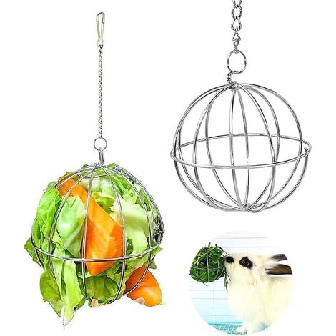 boules d'alimentation en acier inoxydable, boules de foin pour rongeurs, boules de foin en métal, jouets distributeurs de nourriture en acier inoxydable pour cobayes, hamsters, lapins et autres rongeu (1/5)
