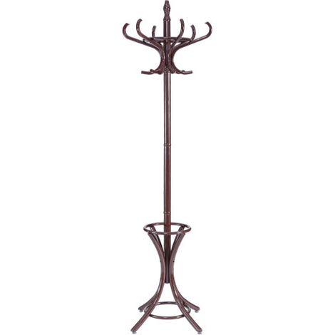 Floor Standing Coat Jacket Stand Solid Wood Hanger with Umbrella Rack (1/3)