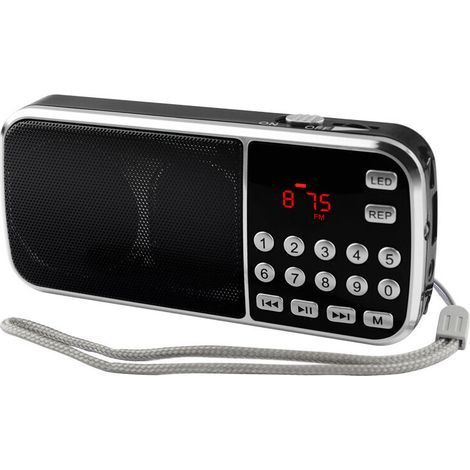Y-501 Portable Radio, 800mAh Radio with Two Speakers, LED Flashlight, Rechargeable Battery, MP3/AUX/USB/TF Compatible (Black) (1/5)