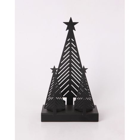 Kerzenhalter Tannenbaum mit Stern Metall 22 x 13 cm Kerzenteller & -tablett