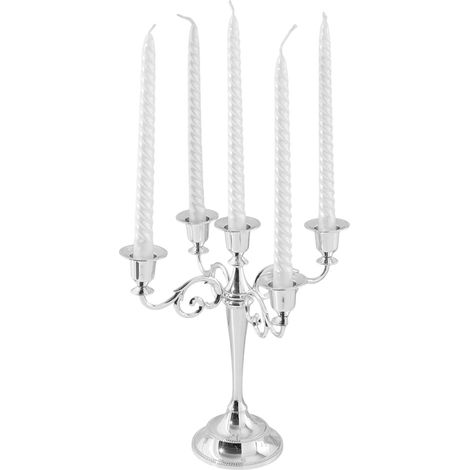Candelabro de metal vintage, soporte de 5 brazos, decoración de mesa de boda (1/5)
