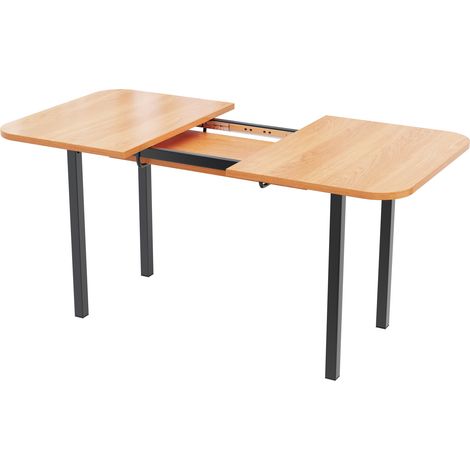 Mesa de comedor extensible clásica en color madera natural 120-160 cm, para 4-6 personas, MDF (1/5)