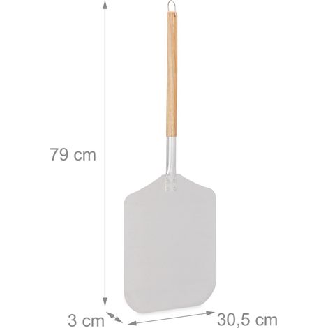 Pala de pizza profesional de cocina longitud 90 x 30 cm fina extracción fácil de platos de aluminio plateado 130009735 (1/4)