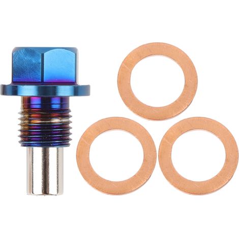 Ortviai Bouchon de vidange magnétique en alliage de titane M12x1.25 avec 3 joints – étanche et universel pour voiture (1/5)