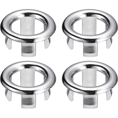 Évier Garniture Trop-plein Couvercle, 4Pcs Évier Trop-plein Anneaux 25mm Toilettes Cuisine Lavabo Bonde Couverture Trou Insert en Rond Capuchons, Argenté (1/5)