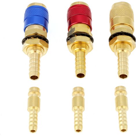 3 pièces Raccords Rapides 8mm Refroidis à l'Eau et à Gaz pour Torche de Soudage TIG (1/5)