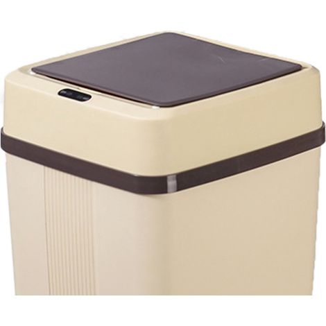 Poubelle automatique sans contact 12 L à capteur intelligent, couvercle stable, style simple, couleur kaki, fonctionne sur piles. (1/5)