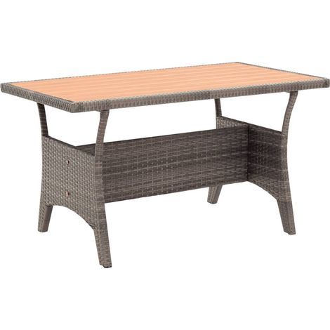 Table d'extérieur Table de salon de jardin - Gris 120x70x66 cm Résine tressée BV385865 - BonneVie (1/5)