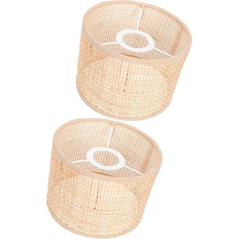 Pièces Éclairage Abat jour Tissé en Osier et Bambou Cloche Décoratif en Rotin avec Couvercle de 16 virgule 00 x 16 6 virgule 29 x 6 virgule 29 x 4 (1/4)