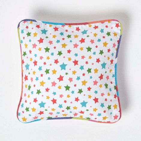 HOMESCAPES Cotton Multi Colour Stars Cushion Cover, 30 x 30 cm (1/5)