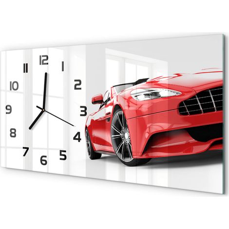 Horloge Murale Cuisine Moderne 60x30 cm Verre Silencieux Décoration Murale Voiture de sport (1/5)
