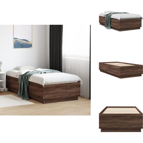 Cadre de lit sans matelas chêne marron 90x190 cm - Cadre De Lit - Lit Double - Lit Moderne - Lit En Bois - Sommier (1/5)