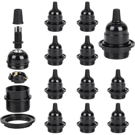 12 x Douille Ampoule E27 a Visser (250V 4A) Douilles de Lampe en Bakélite avec Pince de Câble (1/5)