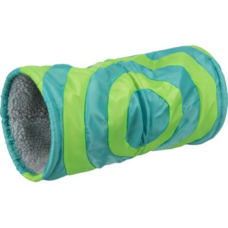 Trixie – Tunnel douillet ø 15 × 35 cm pour cochons d'inde – En nylon et imitation fourrure d'agneau – Accessoire pour clapier – Coloris gris/vert (1/7)