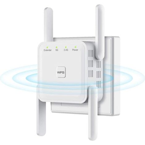 Répéteur/amplificateur WiFi pour la maison et l'extérieur, Super Booster 1200 Mbps (6000 pieds carrés), WiFi 2,4 et 5 GHz (1/5)