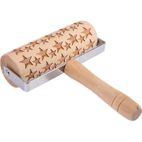Rouleau à pâtisserie gravé flocons de neige et élan, outil de boulangerie en bois (1/4)