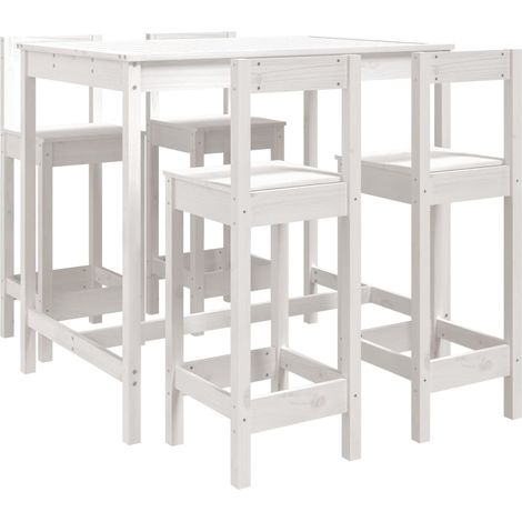 Maison Exclusive - 5-tlg. Gartenbar-Set Weiß Massivholz Kiefer