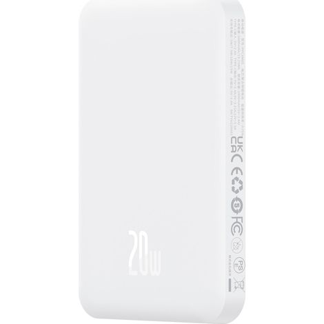 Mini power bank 5000mAh 20W + cavo USB-C 20V / 3A bianco (1/5)